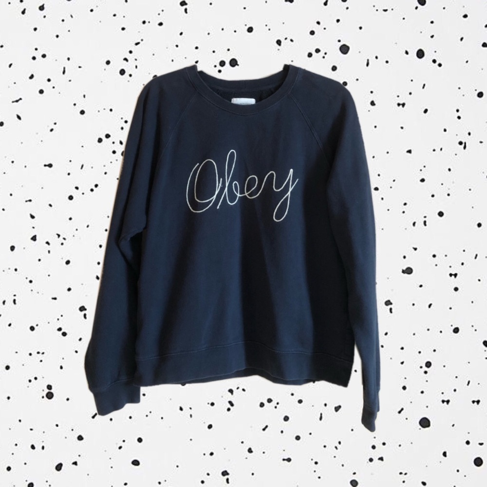 Obey embroidered navy blue sweatshirt